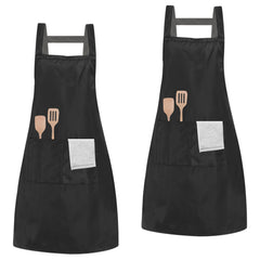 2pcs Cotton Cooking Apron Waterproof with Pockets for Men Women Chefs Kitchen