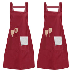 2pcs Cotton Cooking Apron Waterproof with Pockets for Men Women Chefs Kitchen