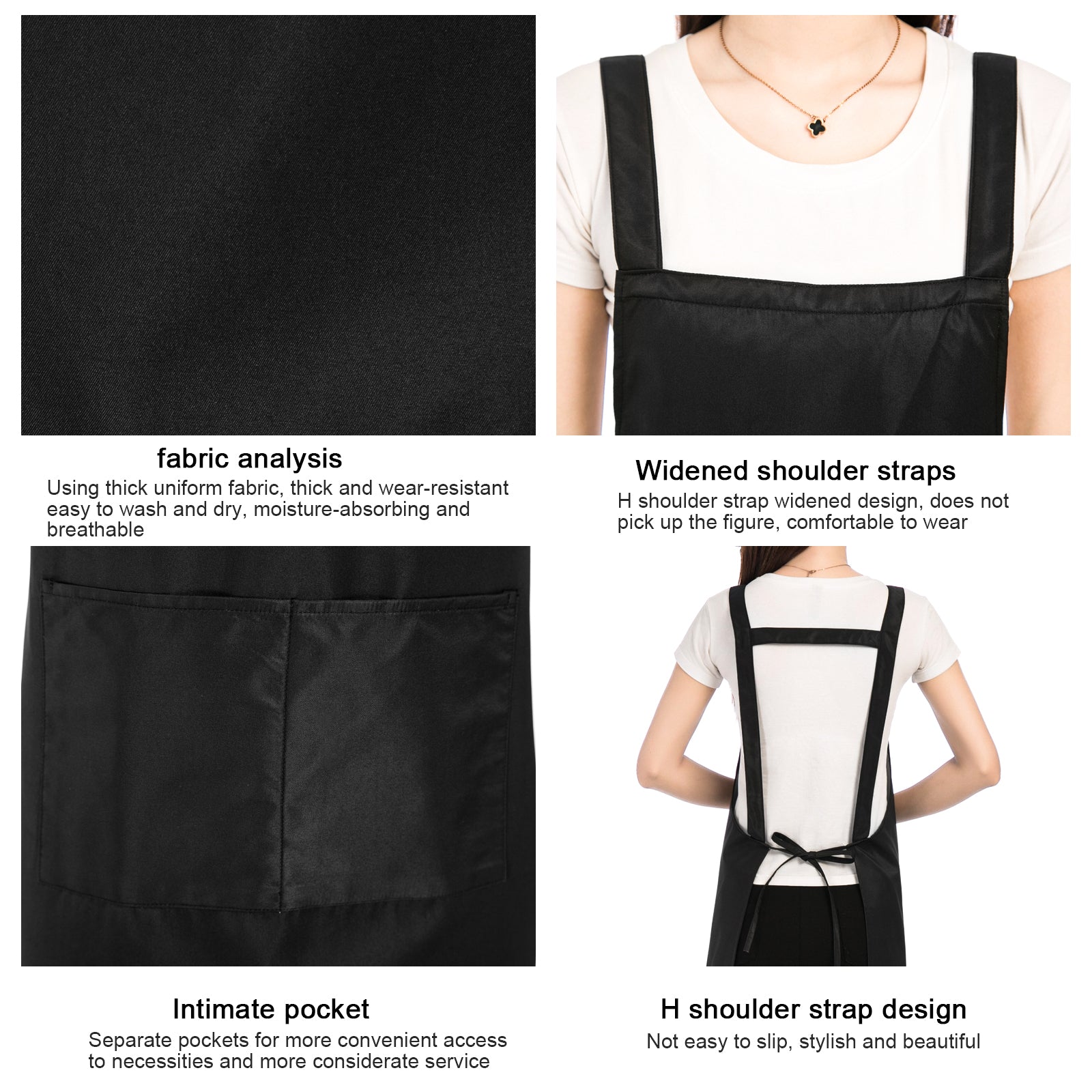 2pcs Cotton Cooking Apron Waterproof with Pockets for Men Women Chefs Kitchen