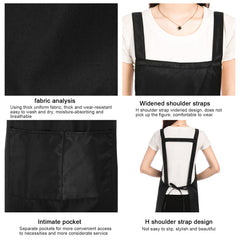 2pcs Cotton Cooking Apron Waterproof with Pockets for Men Women Chefs Kitchen