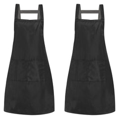 2pcs Cotton Cooking Apron Waterproof with Pockets for Men Women Chefs Kitchen