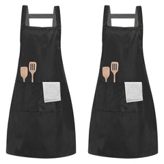 2pcs Cotton Cooking Apron Waterproof with Pockets for Men Women Chefs Kitchen