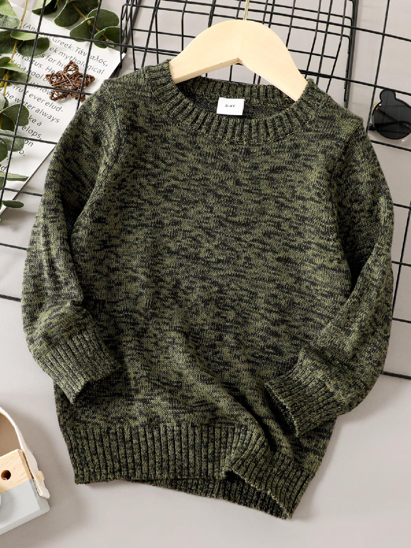 Boys Knit Sweater Round Neck Long Sleeve Stretch Warm Pullover