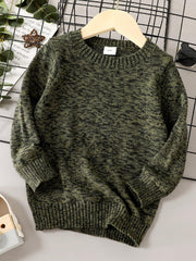 Boys Knit Sweater Round Neck Long Sleeve Stretch Warm Pullover