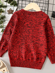 Boys Knit Sweater Round Neck Long Sleeve Stretch Warm Pullover