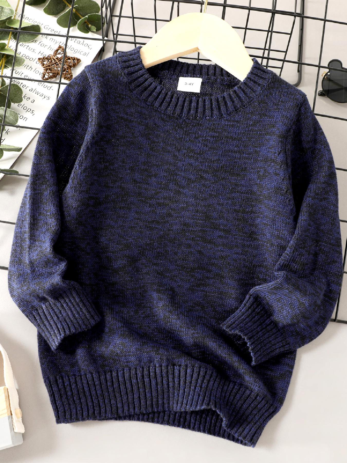 Boys Knit Sweater Round Neck Long Sleeve Stretch Warm Pullover