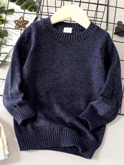 Boys Knit Sweater Round Neck Long Sleeve Stretch Warm Pullover