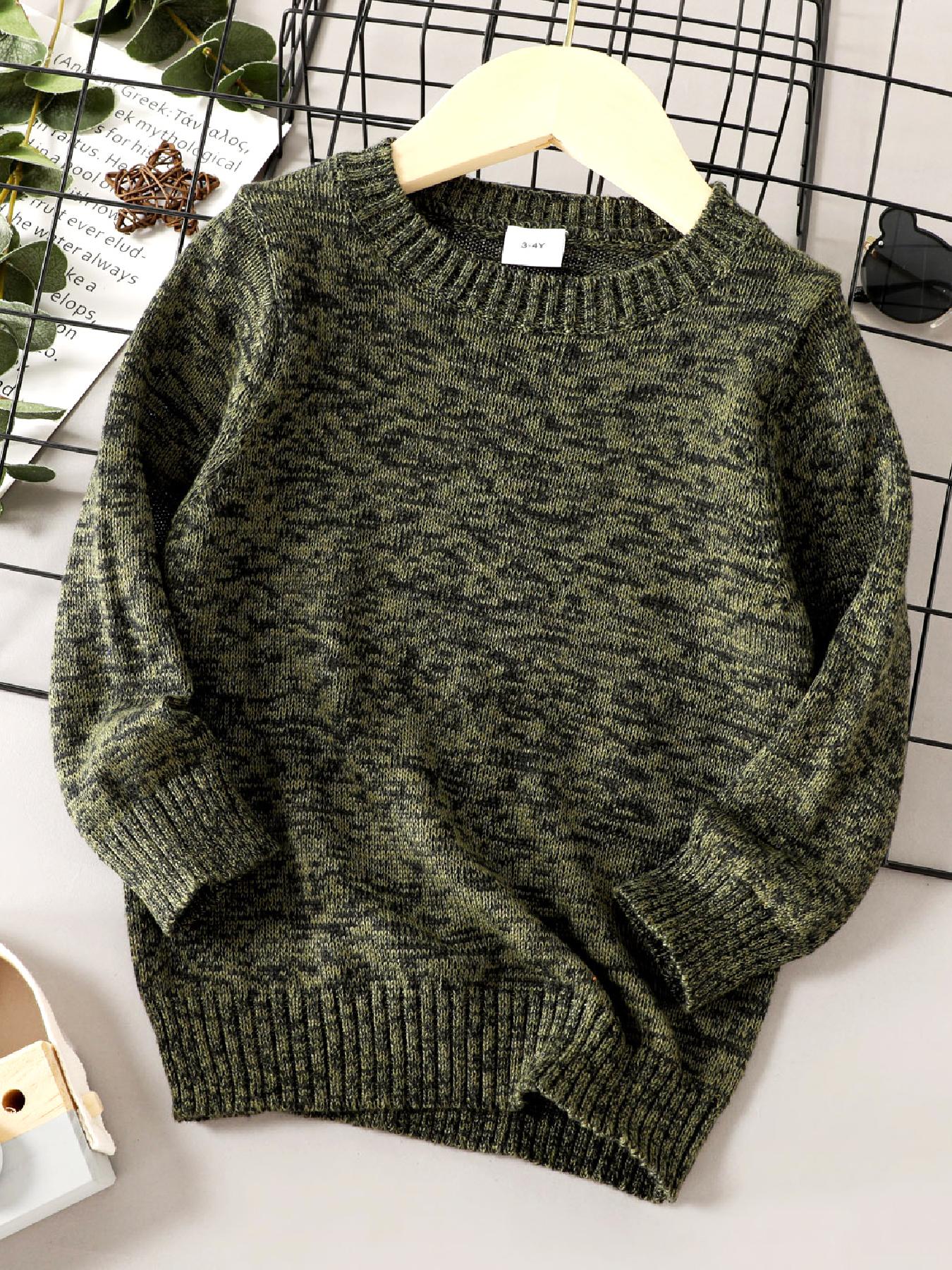 Boys Knit Sweater Round Neck Long Sleeve Stretch Warm Pullover