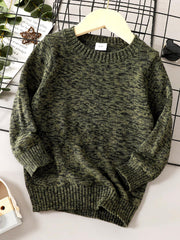Boys Knit Sweater Round Neck Long Sleeve Stretch Warm Pullover