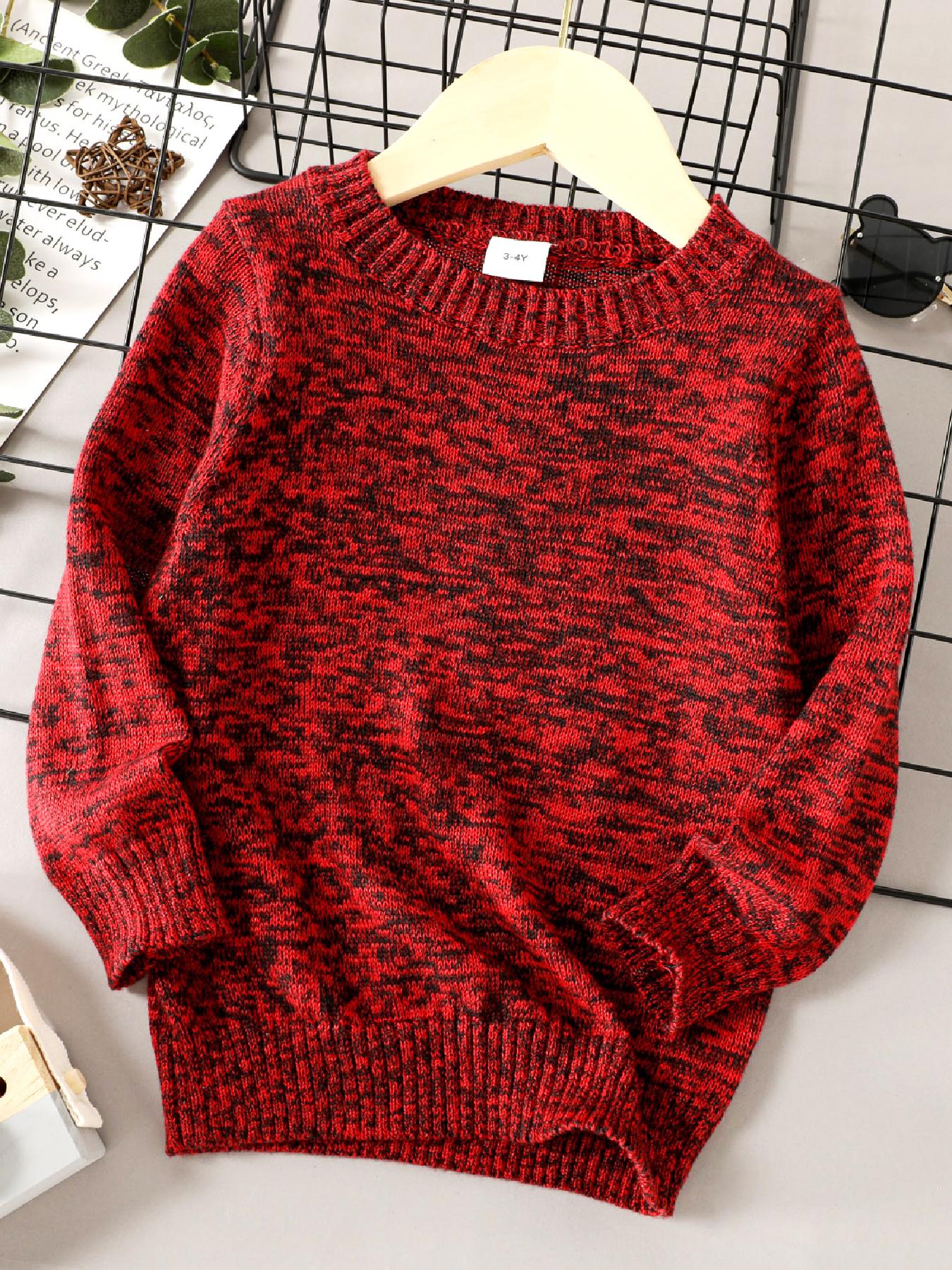 Boys Knit Sweater Round Neck Long Sleeve Stretch Warm Pullover