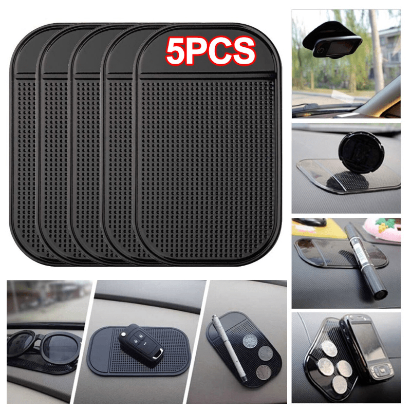 5pcs Car Dashboard Anti-slip Mat Phone Holder & Key Storage