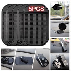 5pcs Car Dashboard Anti-slip Mat Phone Holder & Key Storage