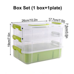 3-Tier Stack Carry Storage Box w/ Divided Tray Transparent Stackable Container
