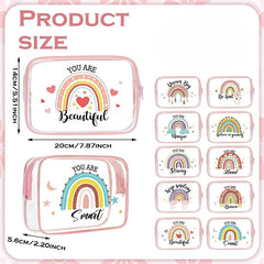 Rainbow Clear Makeup Bag Inspirational Quotes PVC Cosmetic Pouch