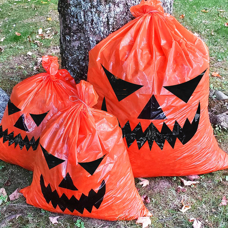 Large Halloween Pumpkin Plastic Garbage Leaf Bags Decoration Props