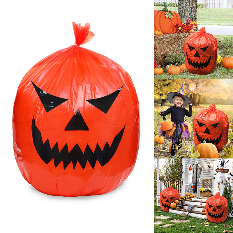 Large Halloween Pumpkin Plastic Garbage Leaf Bags Decoration Props