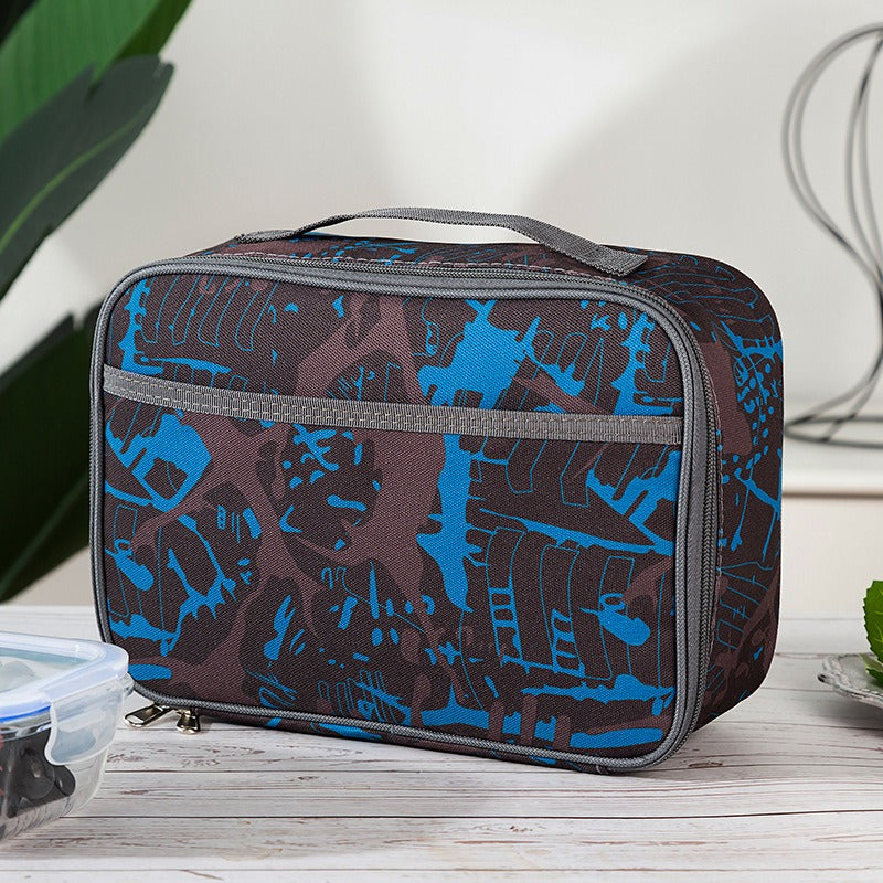 1pc Student Portable Square Lunch Bag Oxford Cloth Insulated Lunch Box