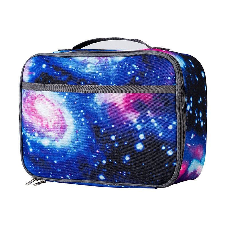 1pc Student Portable Square Lunch Bag Oxford Cloth Insulated Lunch Box