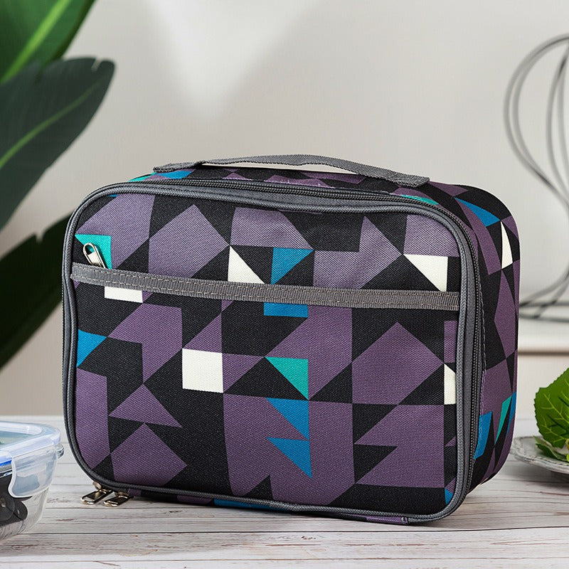 1pc Student Portable Square Lunch Bag Oxford Cloth Insulated Lunch Box