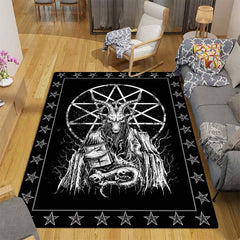 Dark Satanic Pattern Area Rug Halloween Decor Mat