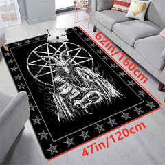 Dark Satanic Pattern Area Rug Halloween Decor Mat