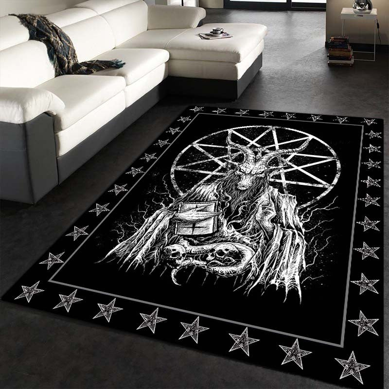 Dark Satanic Pattern Area Rug Halloween Decor Mat