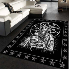 Dark Satanic Pattern Area Rug Halloween Decor Mat