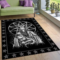 Dark Satanic Pattern Area Rug Halloween Decor Mat