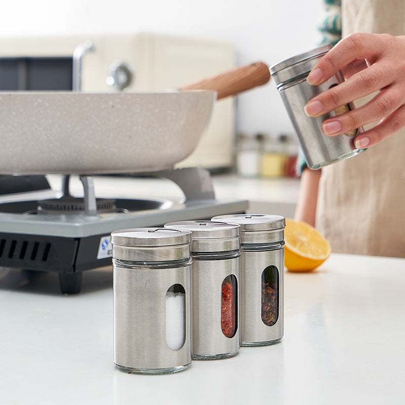 Stainless Steel Spice Shaker Seasoning Pot Camping Barbecue Jars