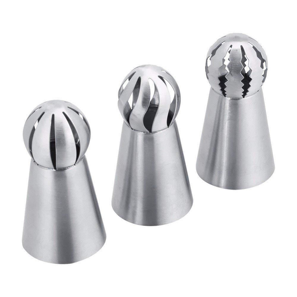 3pcs Set Stainless Steel Torch Spherical Nozzle Cake Baking Supplies
