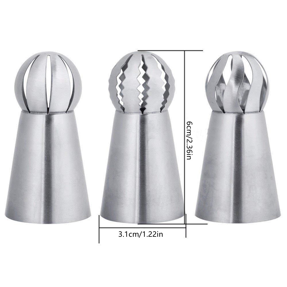 3pcs Set Stainless Steel Torch Spherical Nozzle Cake Baking Supplies