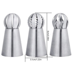 3pcs Set Stainless Steel Torch Spherical Nozzle Cake Baking Supplies