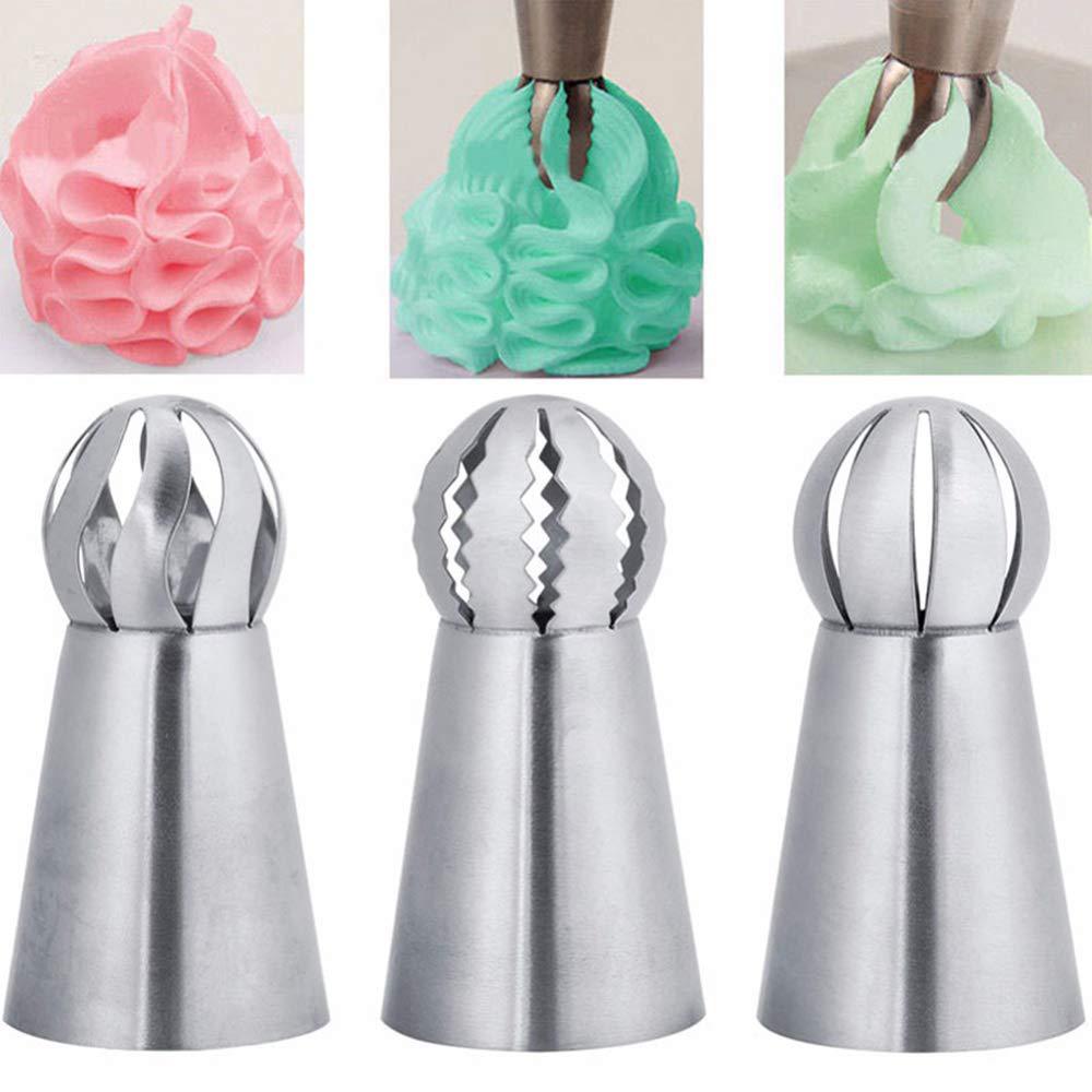 3pcs Set Stainless Steel Torch Spherical Nozzle Cake Baking Supplies