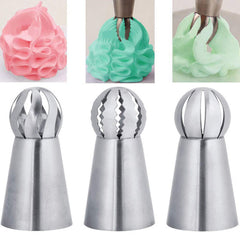 3pcs Set Stainless Steel Torch Spherical Nozzle Cake Baking Supplies