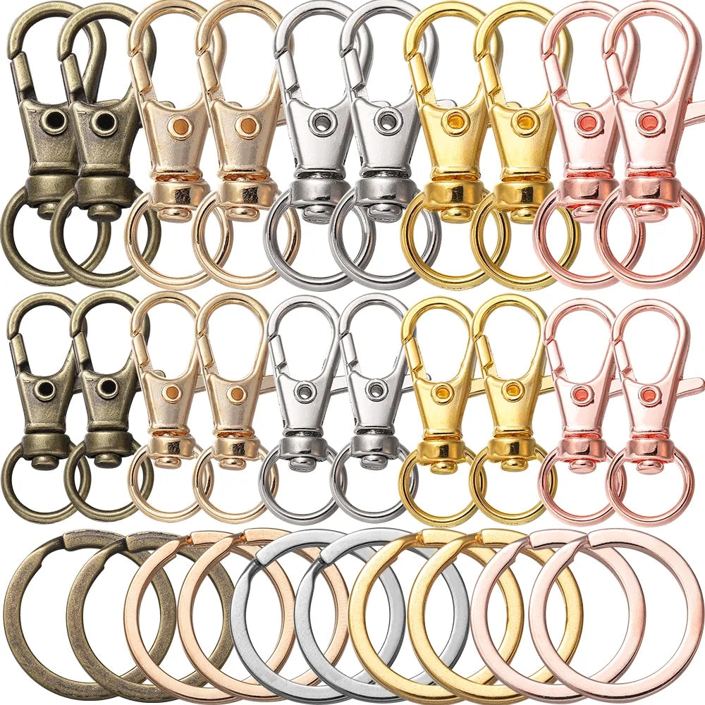 20Pcs Swivel Clasps Set Lanyard Snap Hooks Key Chain Rings Lobster Clasps