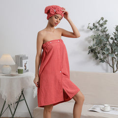 2pcs Bowknot Hair Towel & Drying Cap Set Absorbent Quick Drying Bathrobe