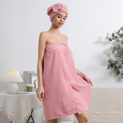 2pcs Bowknot Hair Towel & Drying Cap Set Absorbent Quick Drying Bathrobe