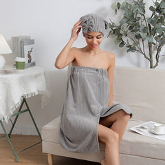 2pcs Bowknot Hair Towel & Drying Cap Set Absorbent Quick Drying Bathrobe