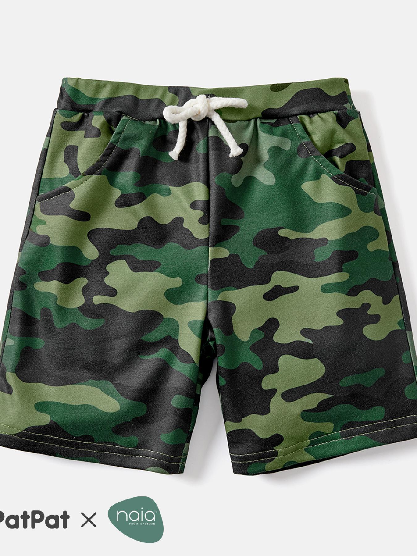Boys Camouflage & Letter Print Shorts for Summer Outdoor