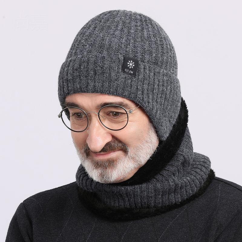 Men's Winter Warm Ear Protection Knitted Woolen Hat For Middle Aged And Elderly