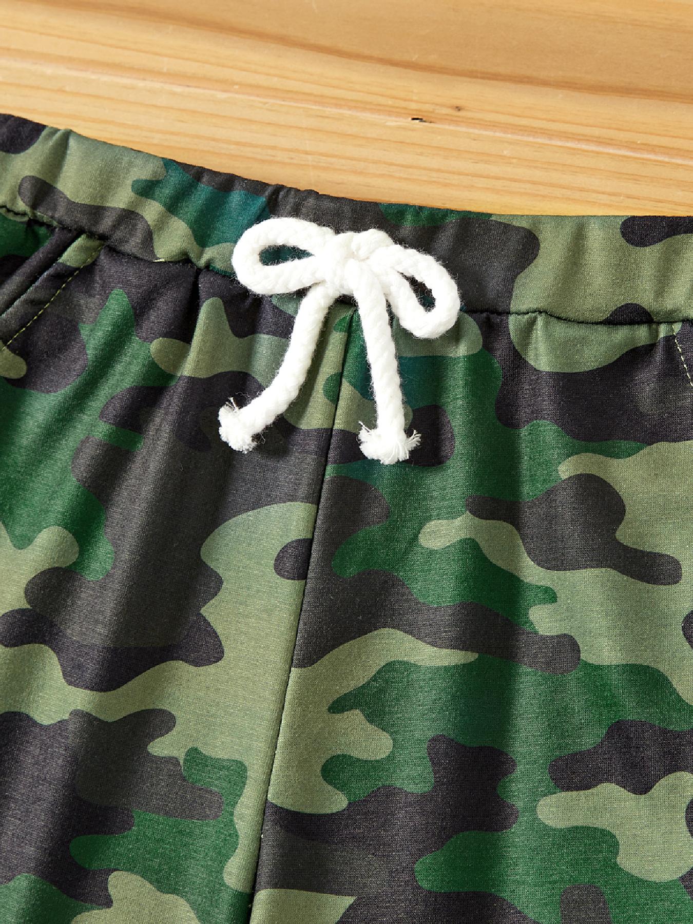 Boys Camouflage & Letter Print Shorts for Summer Outdoor