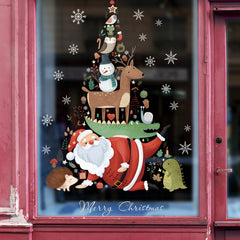 Christmas Window Stickers Snowflake Santa Wall Decal Year Christmas Decoration