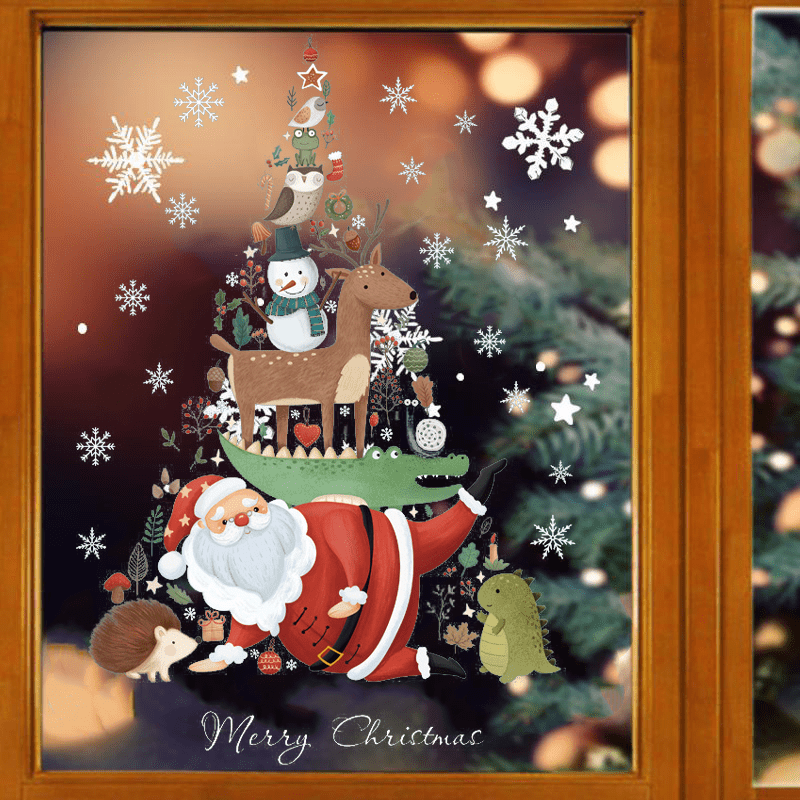 Christmas Window Stickers Snowflake Santa Wall Decal Year Christmas Decoration