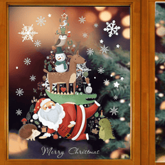 Christmas Window Stickers Snowflake Santa Wall Decal Year Christmas Decoration