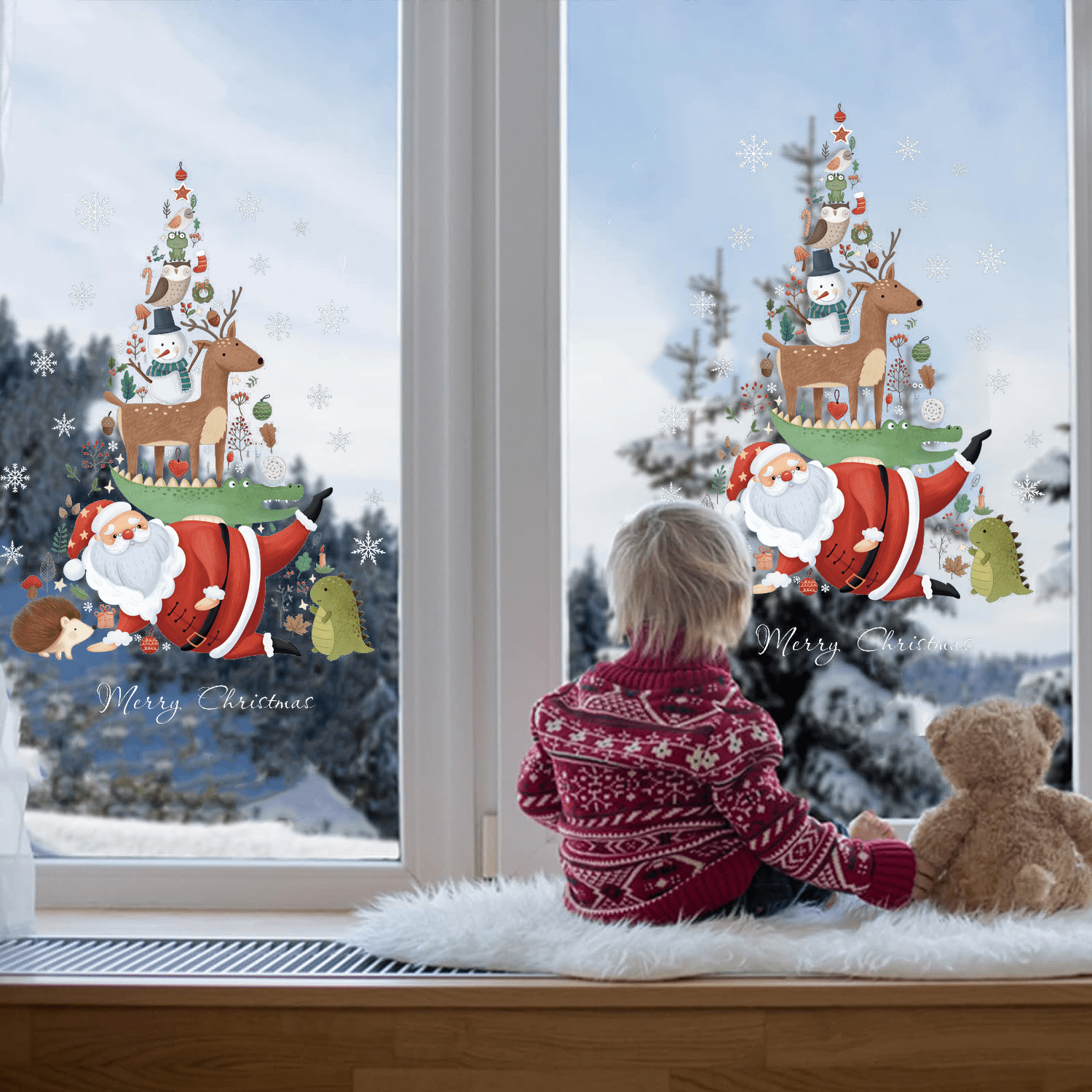 Christmas Window Stickers Snowflake Santa Wall Decal Year Christmas Decoration