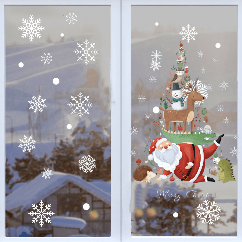 Christmas Window Stickers Snowflake Santa Wall Decal Year Christmas Decoration