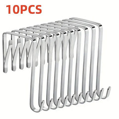 10pcs Single Hook Over The Door Metal Hanging Hook For Home Storage
