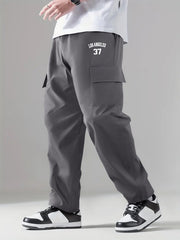 Retro Pattern Cargo Pants Men's Casual Outdoor Work Trousers