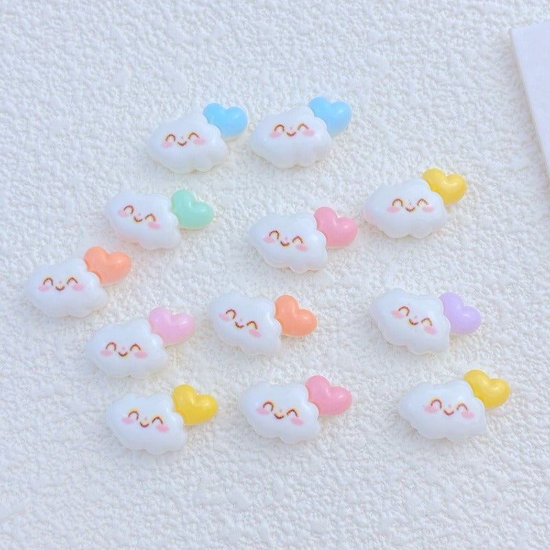 10pcs Resin Mini Clouds Flat Back for Hair Bows Manicure Embellishments