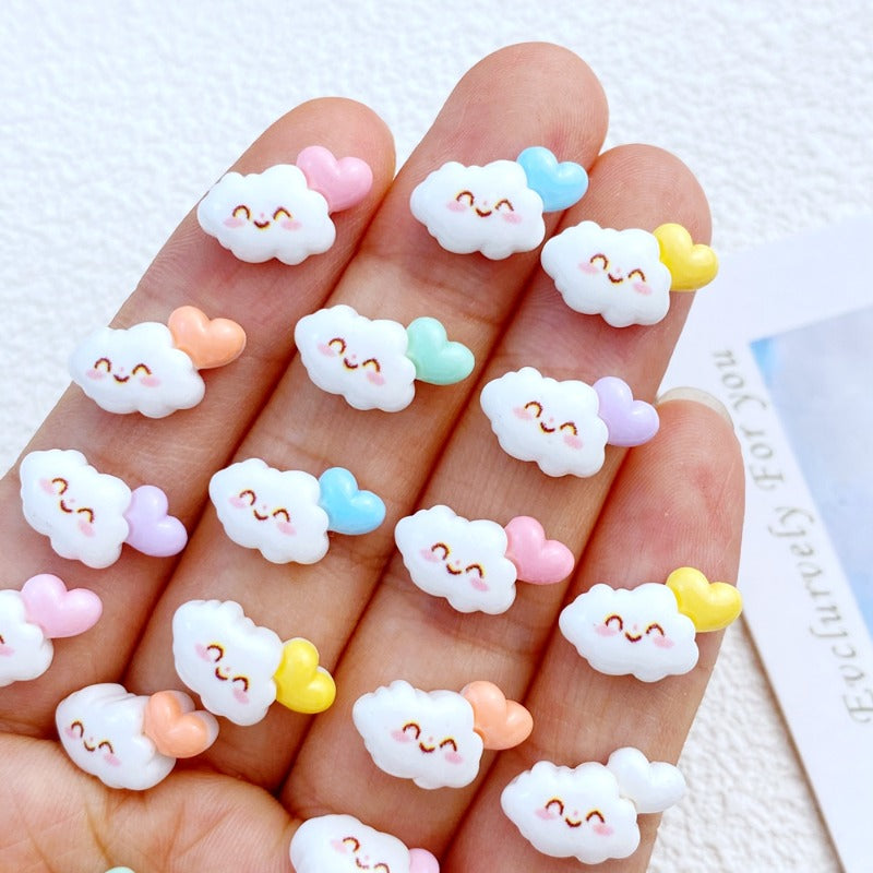 10pcs Resin Mini Clouds Flat Back for Hair Bows Manicure Embellishments
